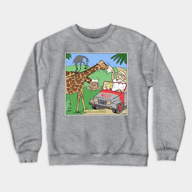 Giraffe-Sick Park Crewneck Sweatshirt by Nick Navatta